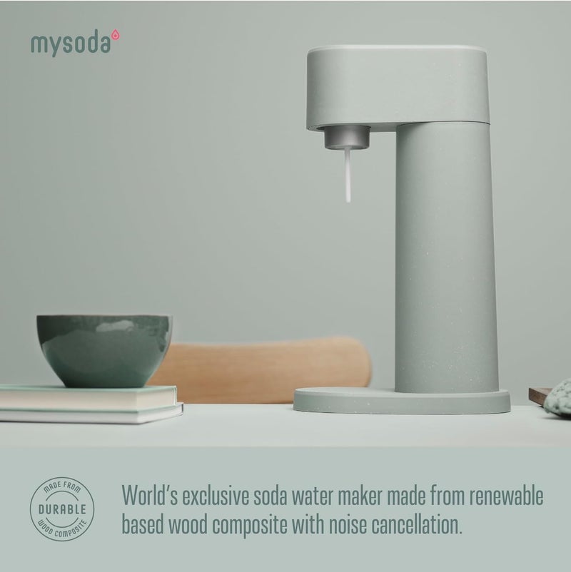 Mysoda Woody Sparkling Water Maker - Soda Streaming Machine Silent Carbonated Water Machine Robust Long-Lasting Aluminium Soda Maker 1L Water Bottle Without CO2 Cylinder - Sage Green Soda Machine - Image 3